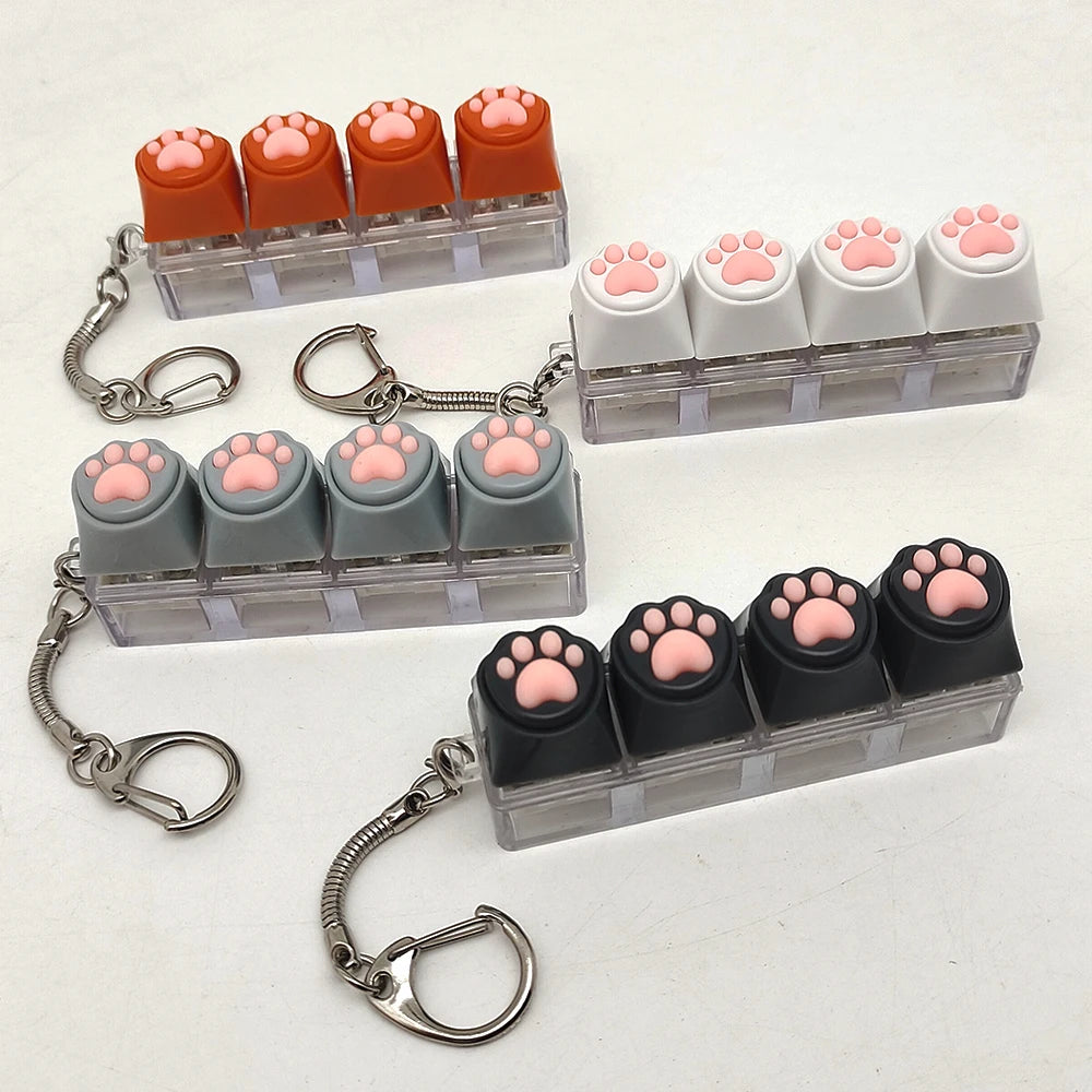 Cat Paw Fidget Keychain - Soft Silicone Stress Relief Toy