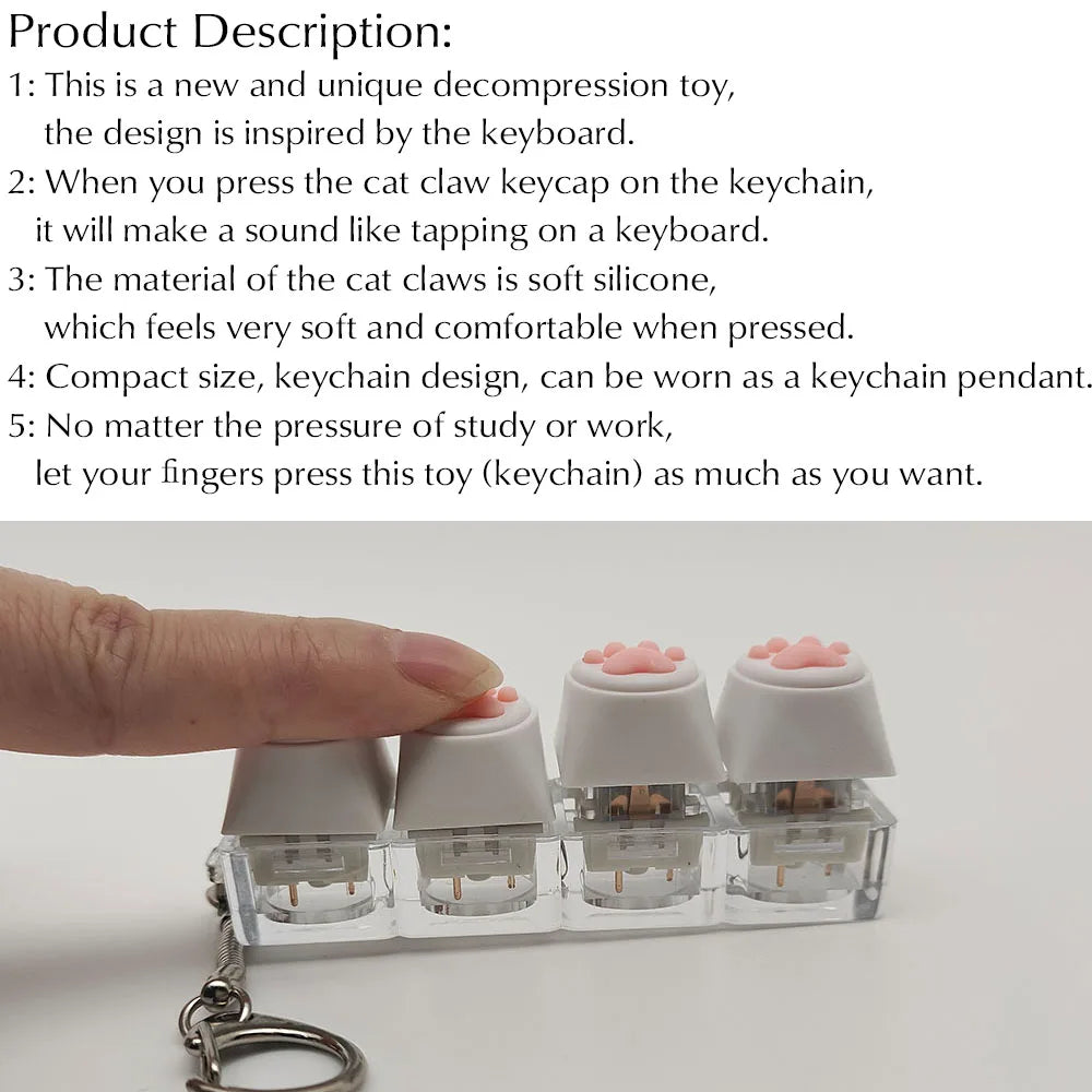 Cat Paw Fidget Keychain - Soft Silicone Stress Relief Toy
